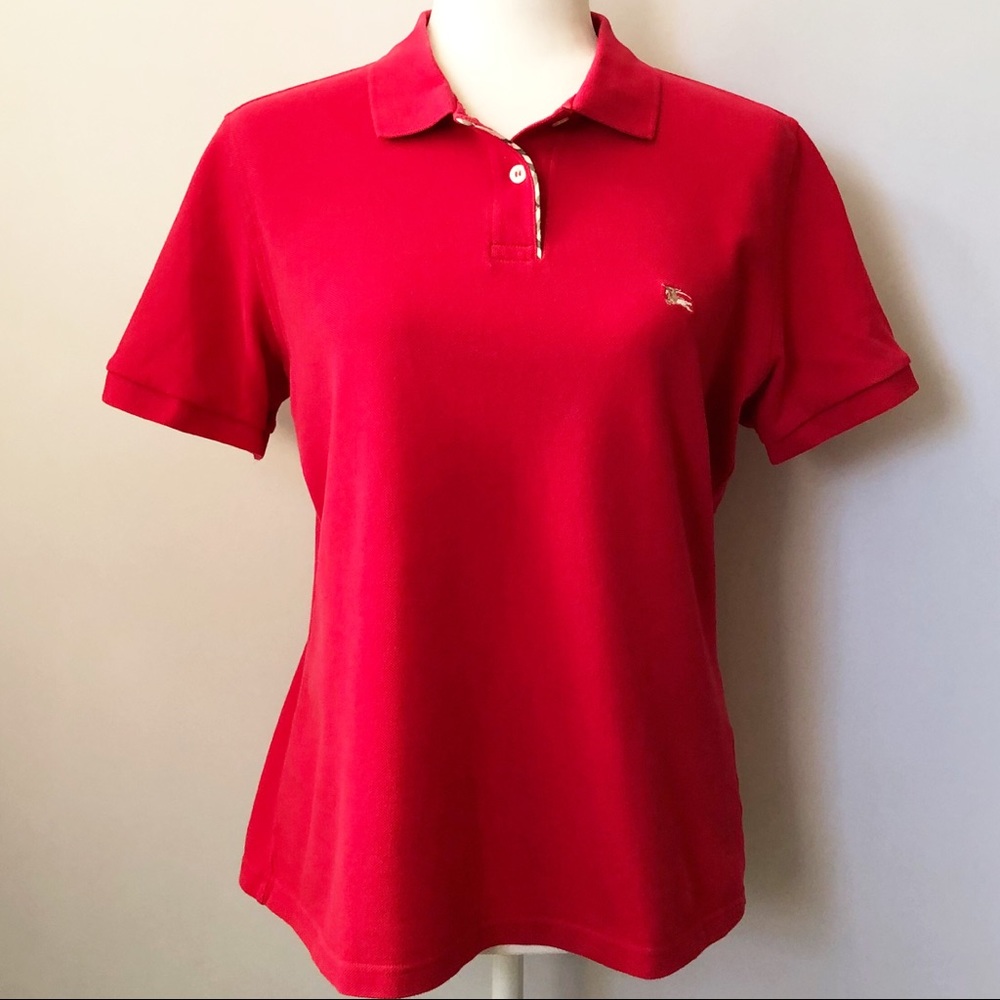 Burberry London Red Short Sleeve Logo Polo Size XL